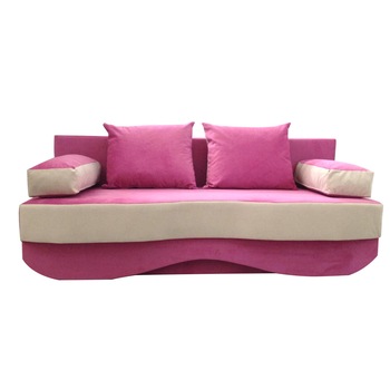 Canapea fixa Roxy, MobAmbient, Roz, stofa, 2 perne si 2 cotiere incluse, 200 x 100 cm Canapea fixa Roxy, MobAmbient, Roz, stofa, 2 perne si 2 cotiere incluse, 200 x 100 cm
