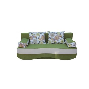 Canapea extensibila Roxy, MobAmbient, Verde, material textil, extensie din plasa de arcuri tip relaxa, cu lada de depozitare, 2 perne si 2 cotiere cu imprimeu incluse, 200 x 160 cm Canapea extensibila Roxy, MobAmbient, Verde, material textil, extensie din plasa de arcuri tip relaxa, cu lada de depozitare, 2 perne si 2 cotiere cu imprimeu incluse, 200 x 160 cm