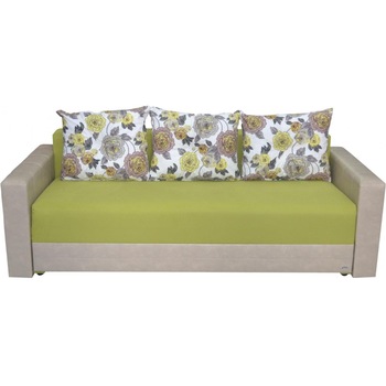 Canapea extensibila Monaco, MobAmbient, Verde, material textil si imitatie de piele, extensie din plasa de arcuri tip relaxa, lada de depozitare, 3 perne mari incluse, 220 x 140 cm Canapea extensibila Monaco, MobAmbient, Verde, material textil si imitatie de piele, extensie din plasa de arcuri tip relaxa, lada de depozitare, 3 perne mari incluse, 220 x 140 cm