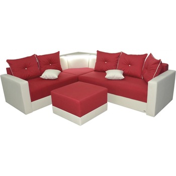 Coltar extensibil Monte Carlo, MobAmbient, Rosu, material textil si imitatie de piele, extensie 140 cm din plasa de arcuri tip relaxa, 1 lada de depozitare, 5 perne mari, 2 perne mici si taburet incluse, 275 x 225 cm Coltar extensibil Monte Carlo, MobAmbient, Rosu, material textil si imitatie de piele, extensie 140 cm din plasa de arcuri tip relaxa, 1 lada de depozitare, 5 perne mari, 2 perne mici si taburet incluse, 275 x 225 cm