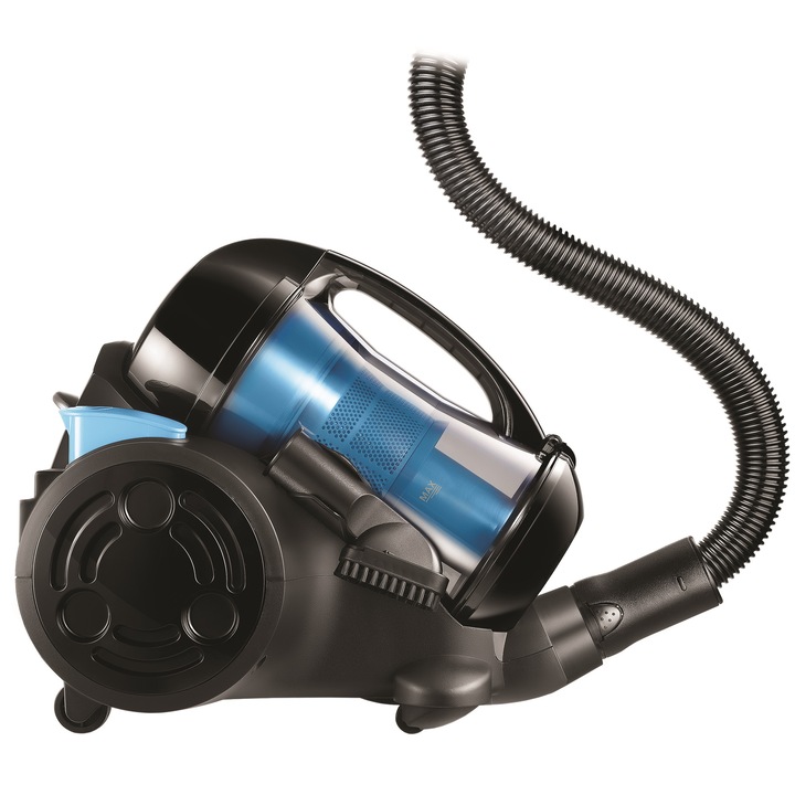 Aspirator fara sac Beko BKS1360C, 1.8 l, Tub telescopic metalic, 1200 W, Filtru HEPA, Negru/Albastru