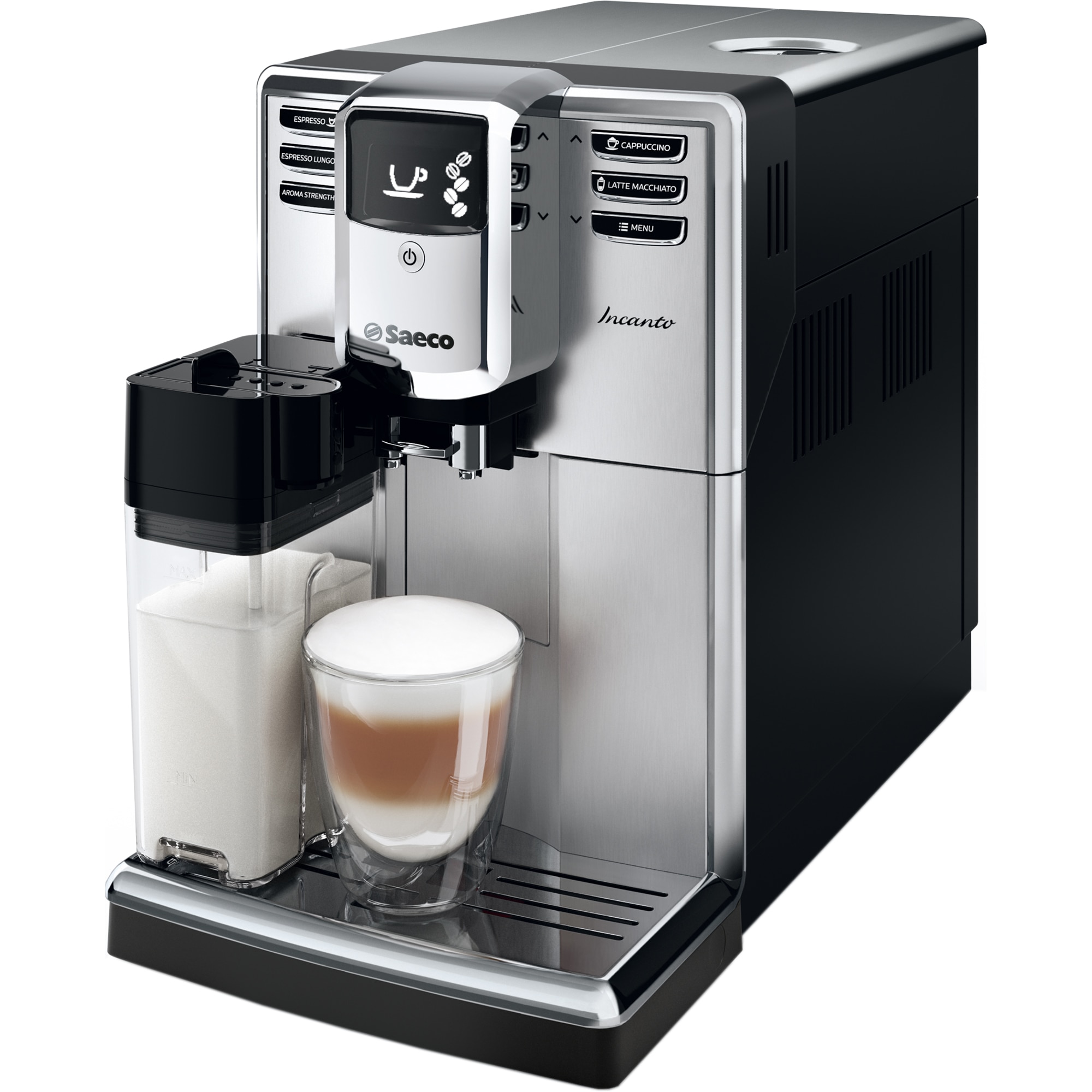 segment enable Survive Espressor automat Saeco Incanto HD8917/09, 1850W, Recipient lapte integrat,  5 varietati de cafea, AquaClean, 15 bar, 1.8l, Inox/Negru - eMAG.ro