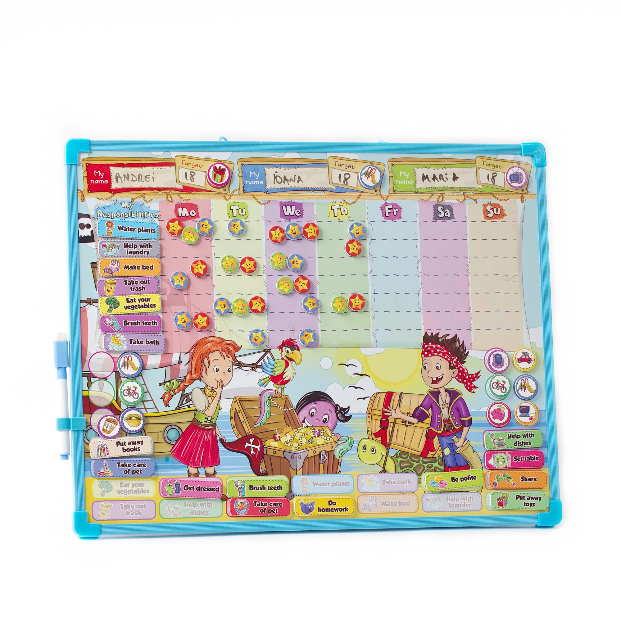 Tabla de recompense copii, 207 piese magnetice