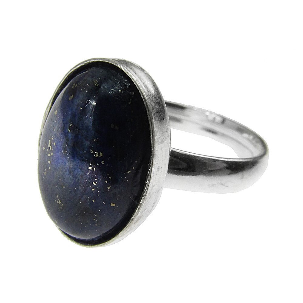 Inel argint reglabil cu lapis lazuli natural 14x10 MM, GlamBazaar, Reglabila, cu Lapis Lazuli, Albastru, tip inel reglabil de argint 925 cu pietre naturale