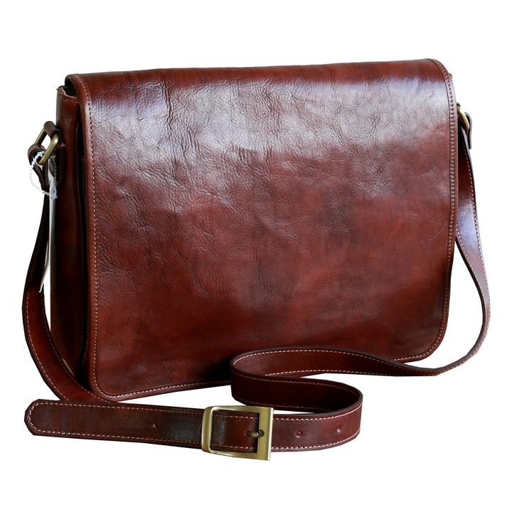 Geanta umar dama din piele naturala, cogniac, DG105A