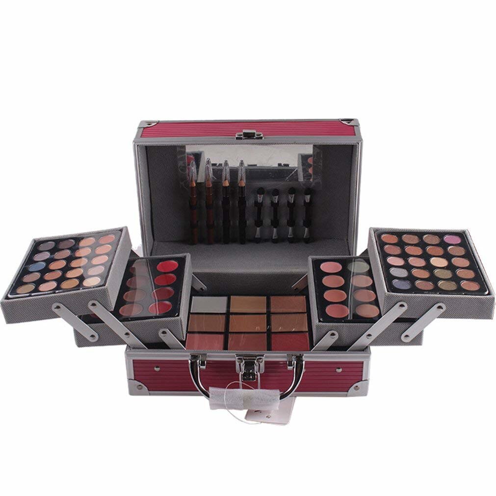 Trusa machiaj multifunctionala cu geanta Miss Rose make-up roz