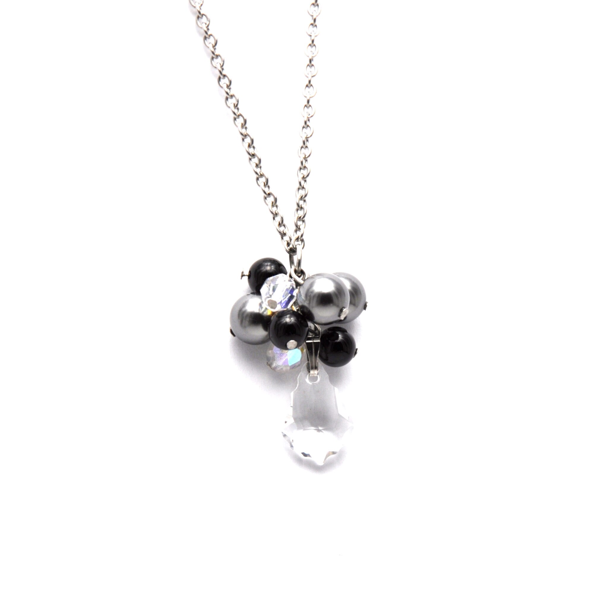 Colier lung elegant, cu perle, cristal Swarovski si onix, Diamond, Zia Fashion