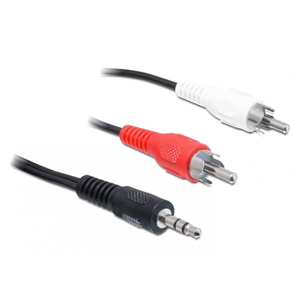 Cablu audio stereo jack 3.5mm la 2xRCA , lungime 1.5m,negru