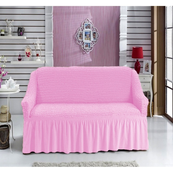 Husa canapea cu 2 locuri, culoare roz