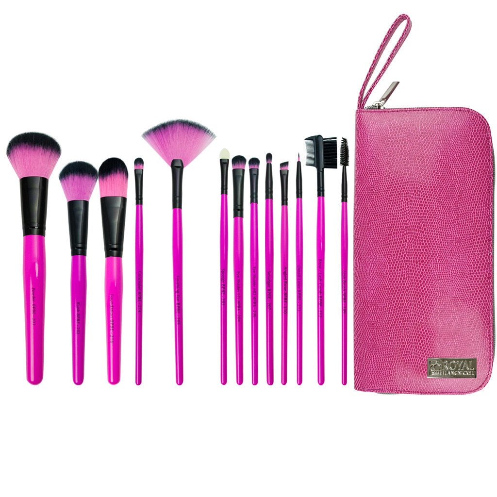 Trusa de calatorie 13 pensule make-up PINK ESSENTIALS® Travel Zip Case Synthetic