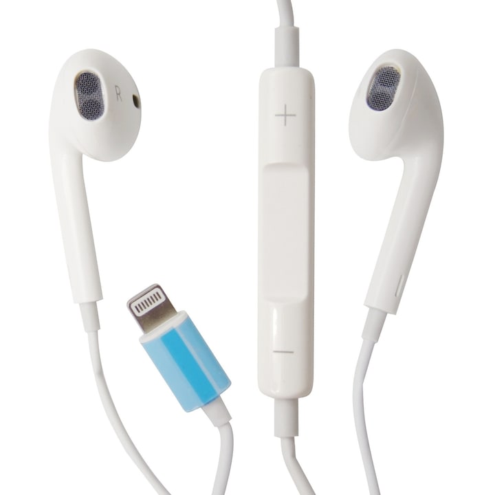 Casti stereo cu fir si microfon conector Lightning alb pentru Apple iPhone 7, 7 Plus, 8, 8 Plus, X