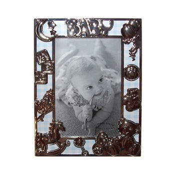 Rama foto placata cu argint pentru copii, Juliana, mare, bleu Rama foto placata cu argint pentru copii, Juliana, mare, bleu