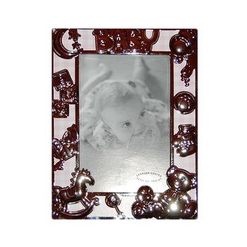 Rama foto placata cu argint pentru copii, Juliana, mare, roz Rama foto placata cu argint pentru copii, Juliana, mare, roz