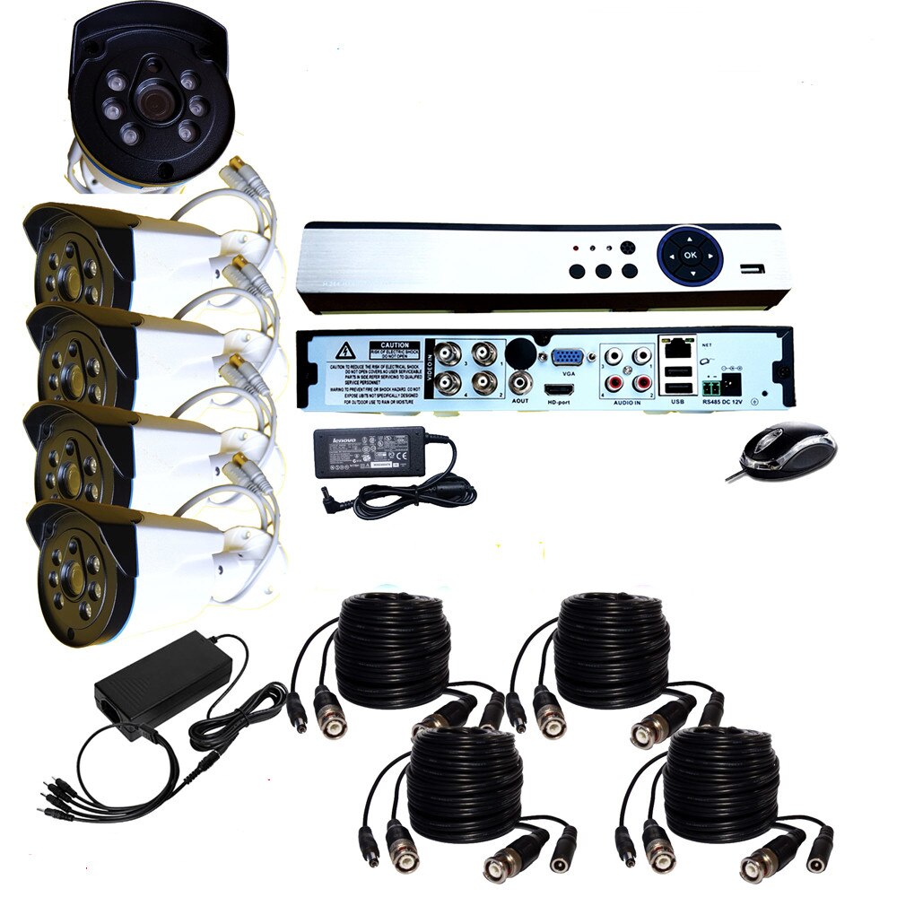 Kit Supraveghere DVR+4 camere de interior/ exterior AHD LA 3 Mpixel, vizibilitate la 15-20 metri pe timp de noapte