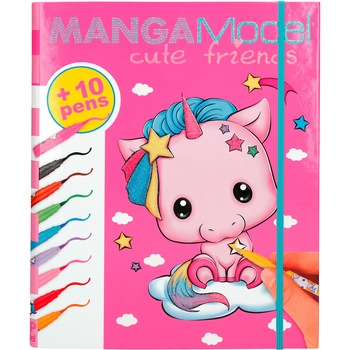 Carte de colorat + 10 Carioci Cute Friends Manga, Depesche Carte de colorat + 10 Carioci Cute Friends Manga, Depesche