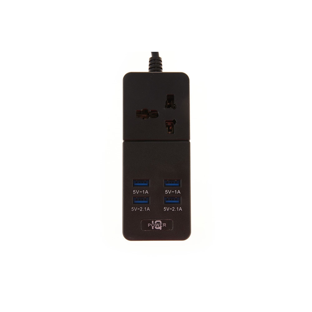 Зарядно устройство 4 x USB + 1 универсален контакт, захранващ контакт .