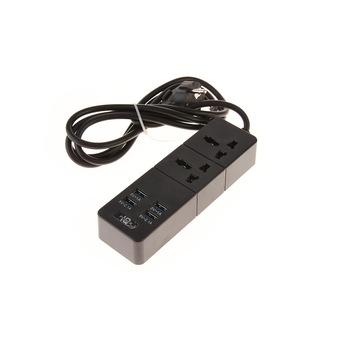 Prelungitor - Hub 4 x USB + 2 Prize Universala, Power Socket 5V - 3.1A, B-T07, Negru Prelungitor - Hub 4 x USB + 2 Prize Universala, Power Socket 5V - 3.1A, B-T07, Negru