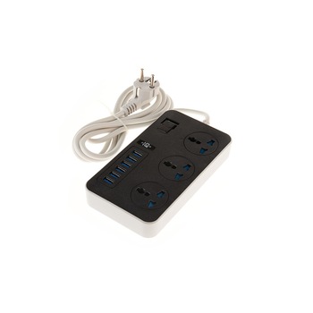 Prelungitor - Hub 6 x USB + 3 Prize Universala, Power Socket 5V - 3.1A, B-T09, Negru Prelungitor - Hub 6 x USB + 3 Prize Universala, Power Socket 5V - 3.1A, B-T09, Negru