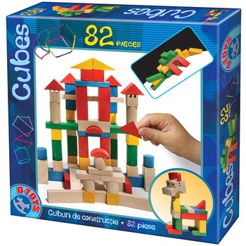Cuburi din Lemn Colorate Deico Games, 82 piese Cuburi din Lemn Colorate Deico Games, 82 piese