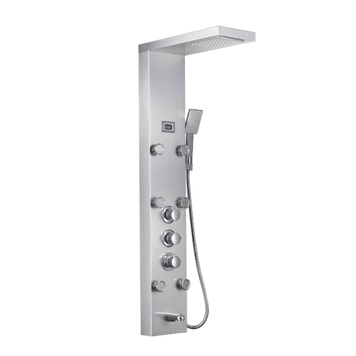 Panel de dus cu hidromasaj " Desire"', Inox mat, Functia" Cascada", Termumetru