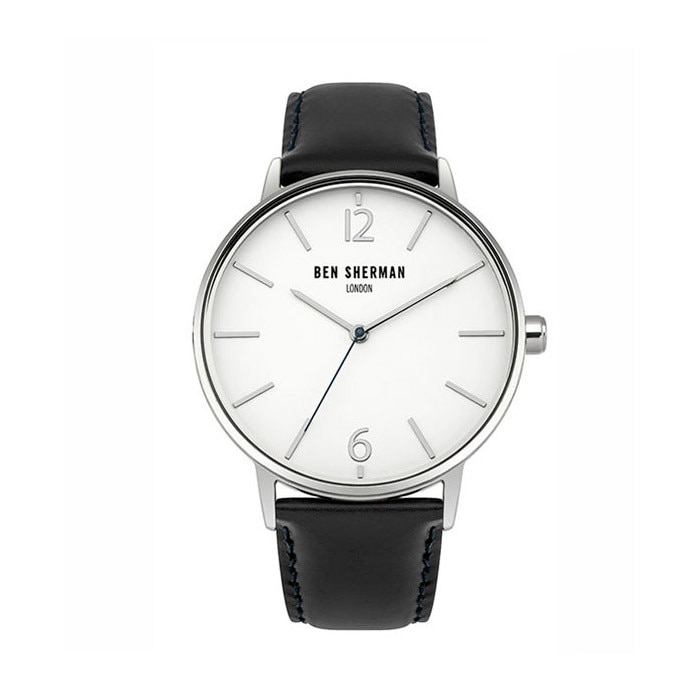 Ceas pentru barbati, Ben Sherman, curea din piele neagra+textil albastra, WB059BUA