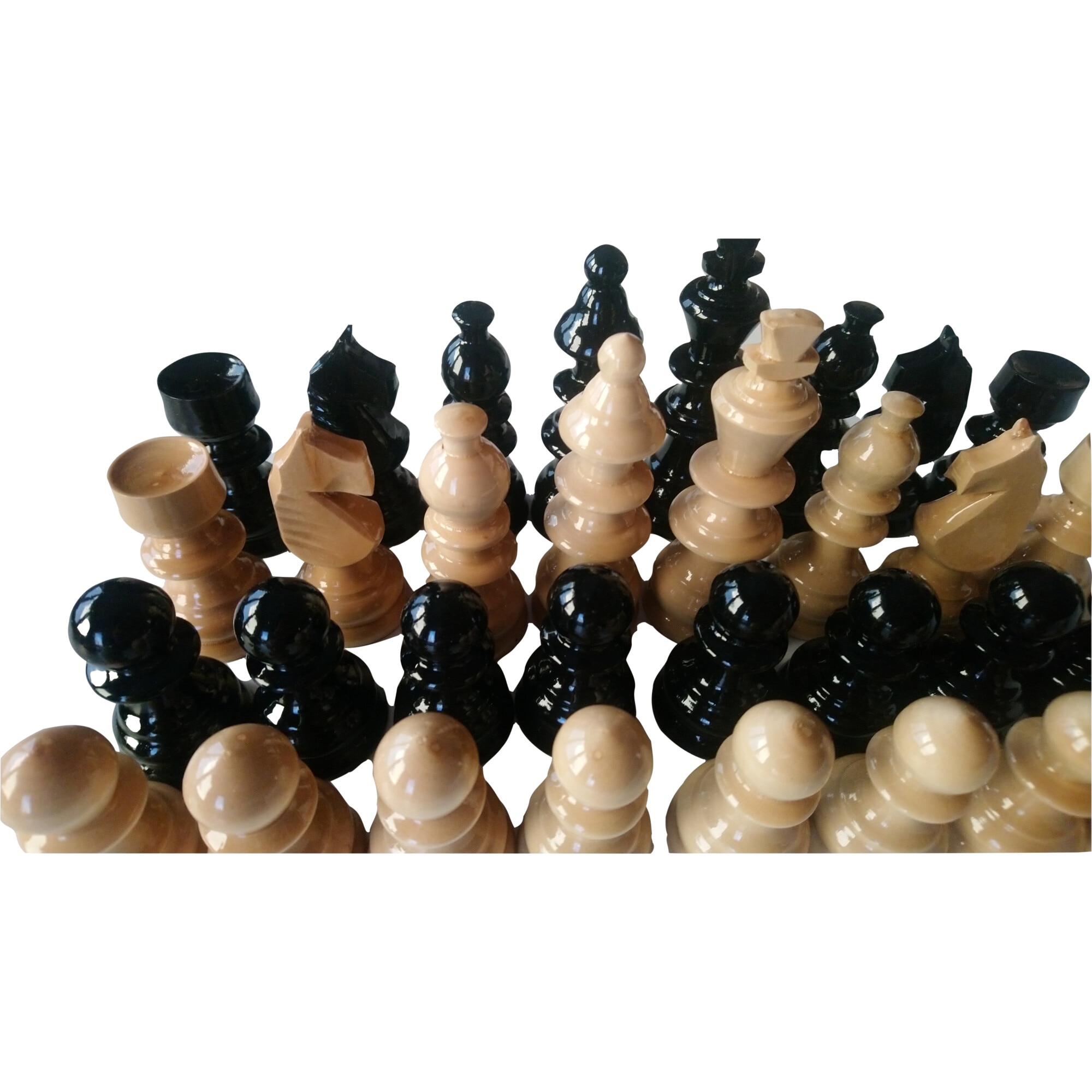 Piese de sah din lemn mare, lacuite, rege 11.5 cm inaltime negru