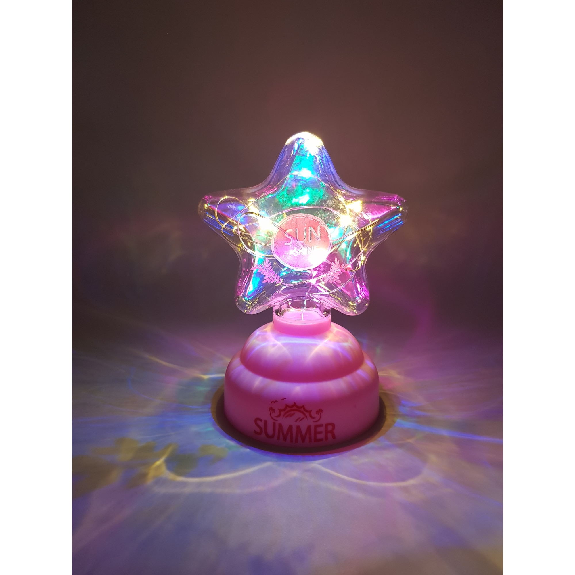 Lampa de veghe camera copilului, leduri multicolore, stea, roz - eMAG.ro