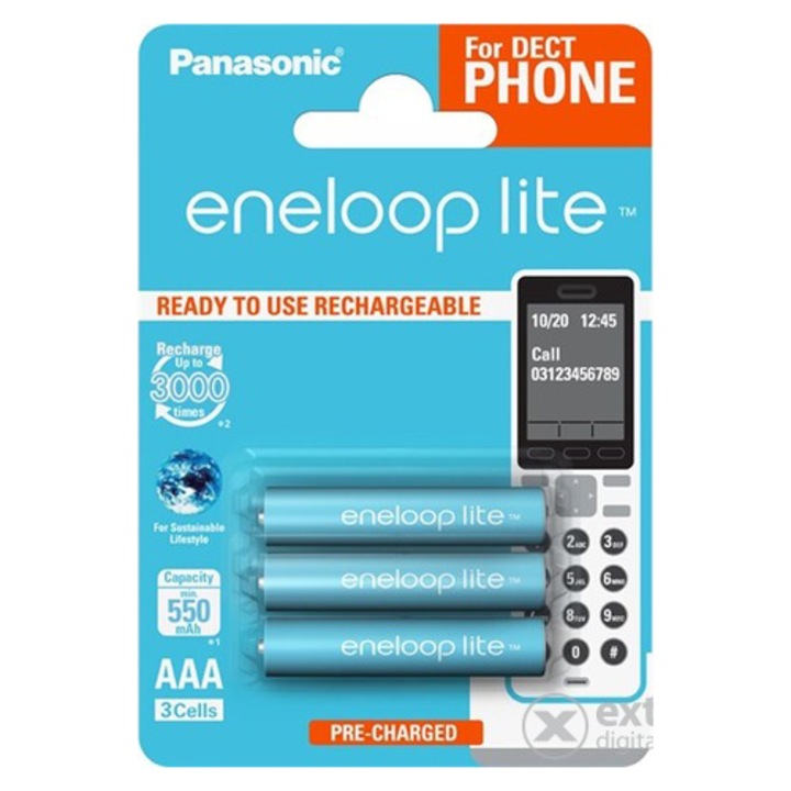 Panasonic Eneloop lite BK-4LCCE/3DE AAA/mikro 550mAh Ni-MH akkumulátor 3 db/csomag
