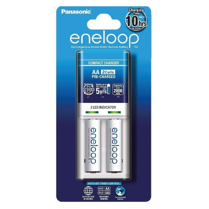 Eneloop K-KJ50MCC20E akkumulátor töltő időzítővel 2 db 1900mAh AA akkumulátorral