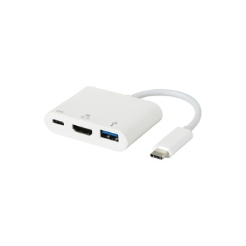 Adaptor HUB USB 3.1 type C (USB-C) la HDMI (4K), USB3.0 si USB-C Charging port (maxim 60W), suport pentru DisplayPort 1.2 Adaptor HUB USB 3.1 type C (USB-C) la HDMI (4K), USB3.0 si USB-C Charging port (maxim 60W), suport pentru DisplayPort 1.2