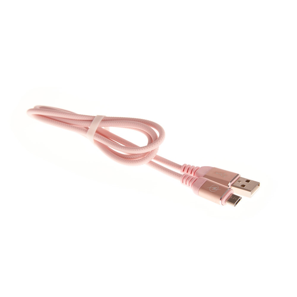 Cablu de date / Incarcare Gumat Fast Charger MicroUSB 2.1 A, J-17 Roz