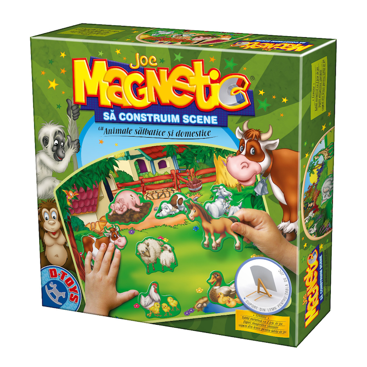 Joc magnetic D-Toys Sa construim Scene, Animale Domestice si Salbatice