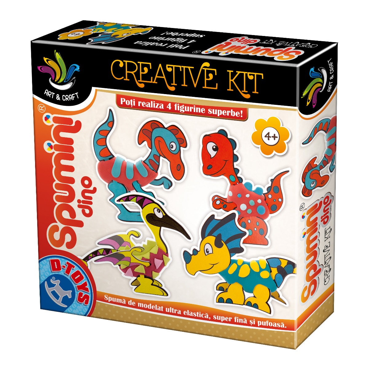 Joc creativ D-Toys, Plastilina Spumini, Dino