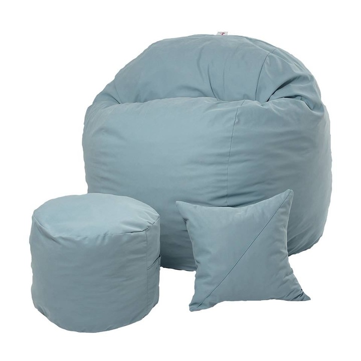 Комплект фотьойл (голям) King Size + Османска + Декоративна възглавница - Ciel (Premium Range) сменяем калъф, трансформиращ се в легло, Произведено в Румъния, с пълнеж от мемори микс® гъба, марка Pufrelax