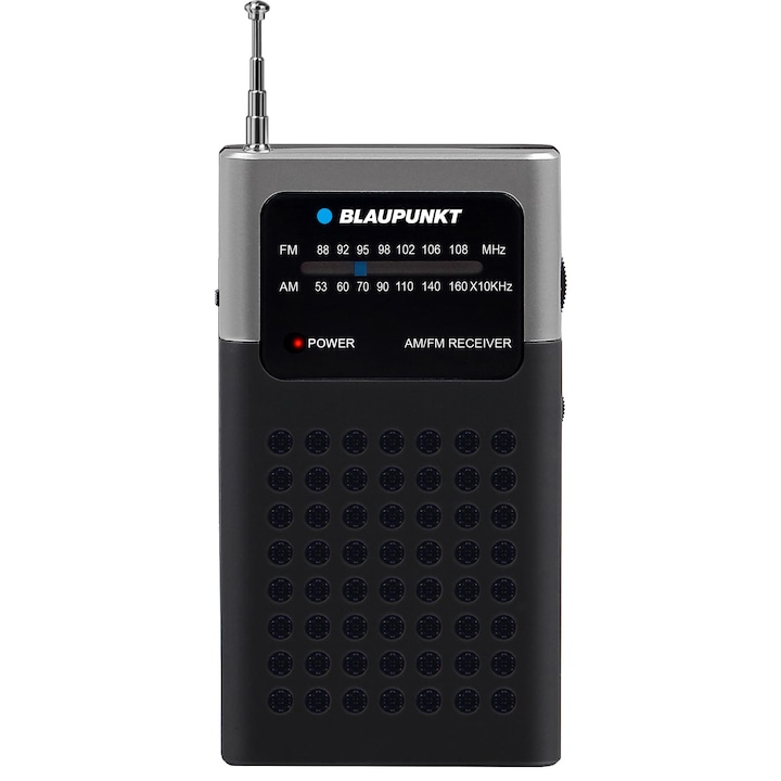 Портативно радио Blaupunkt PR4BK, AM/FM аналогово радио, 1,5-инчов високоговорител, Мощност: 0,3W RMS, Батерия АА, Черно