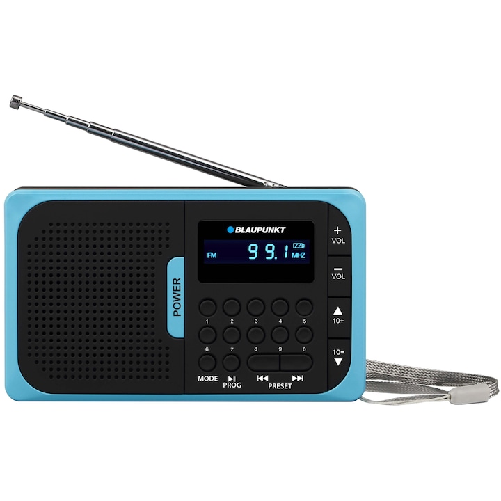 Blaupunkt hordozható rádió, PR5BL, MicroSD/USB/MP3, LCD kijelző, AAA, fekete/kék