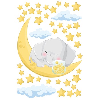 Stickere copii, Elefant cu stelute, Stickermania, 40x60cm Stickere copii, Elefant cu stelute, Stickermania, 40x60cm