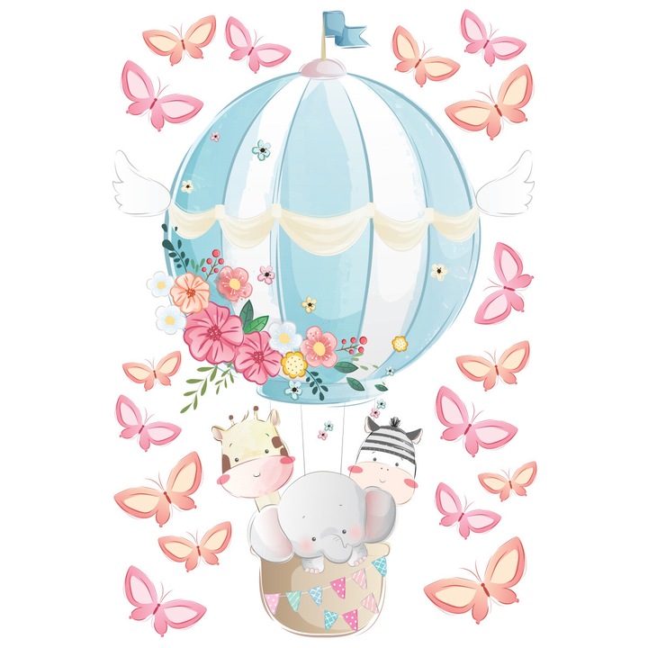 Stickere copii, Balon cu fluturasi, Stickermania, 40x60cm