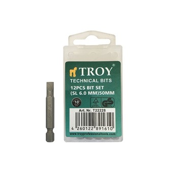 Set de biti drepti Troy T22228, SL6, 50 mm, 12 bucati Set de biti drepti Troy T22228, SL6, 50 mm, 12 bucati