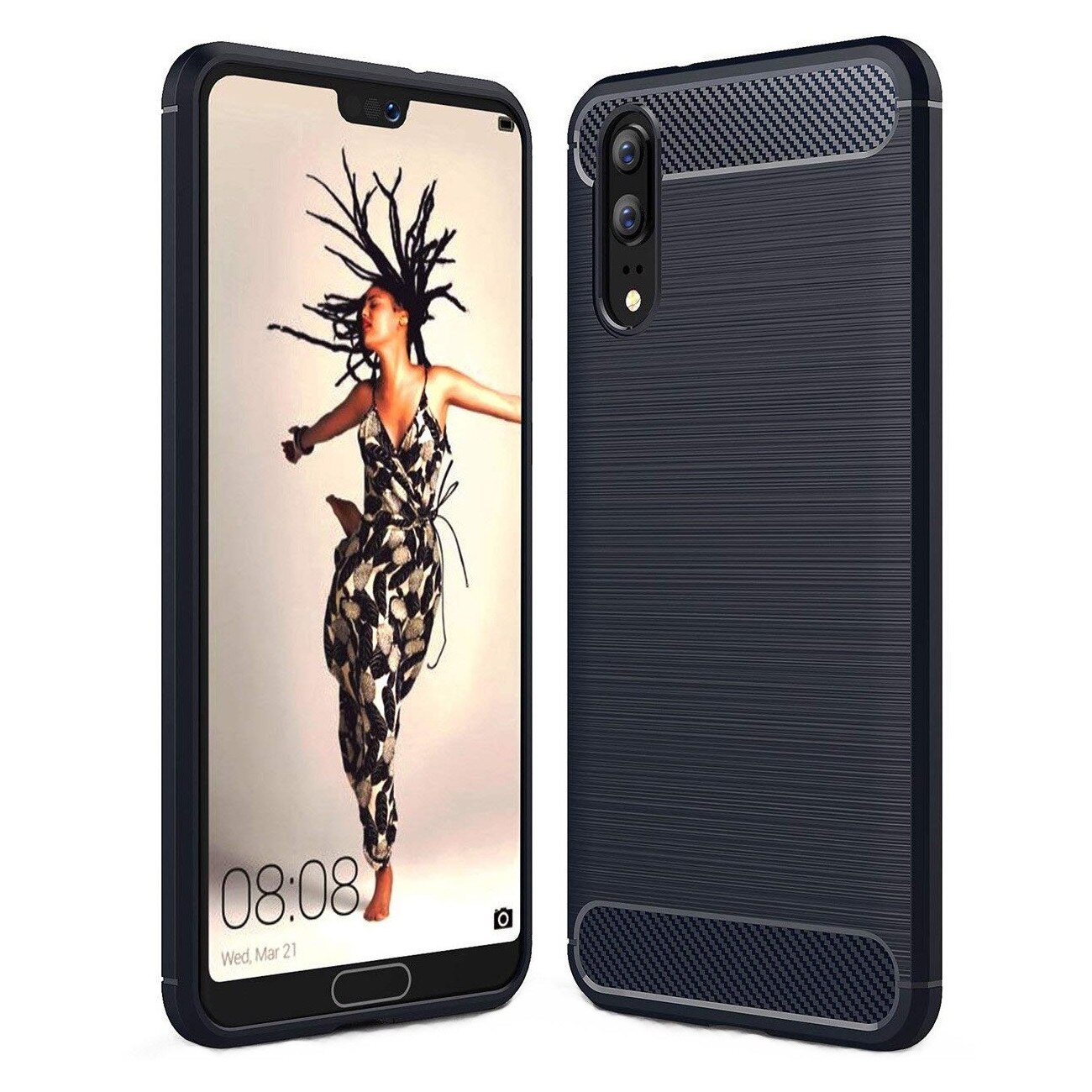 Husa de protectie Air Carbon pentru Huawei P20, Dark Blue