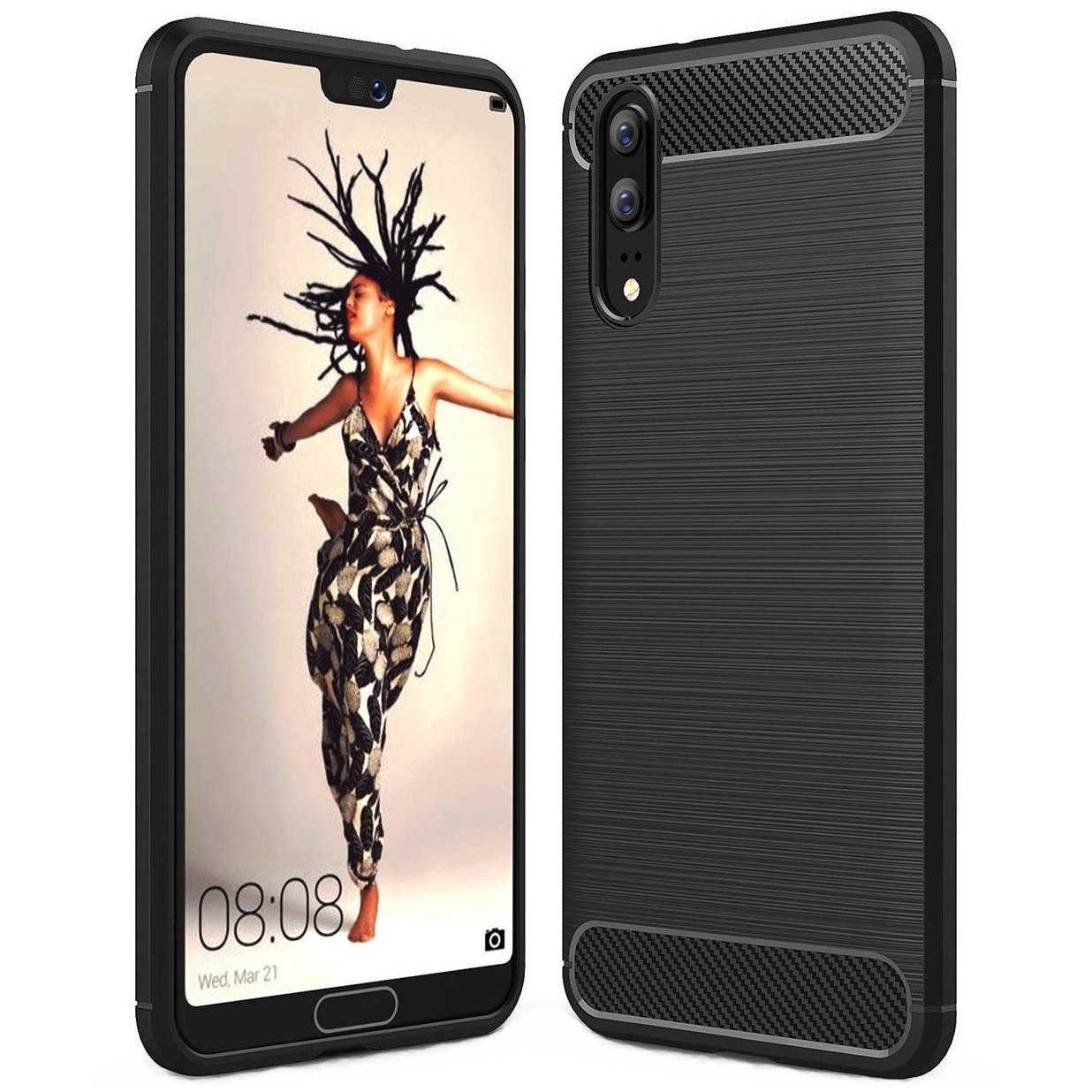 Husa de protectie Air Carbon pentru Huawei P20, Negru