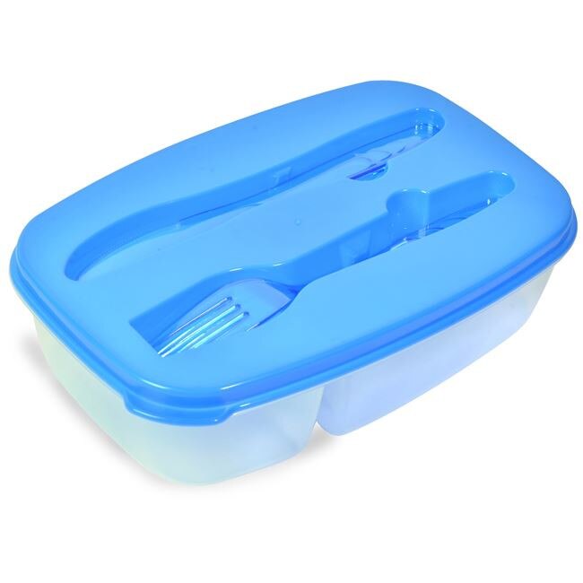 Cutie alimentara cu loc pentru furculita si cutit, 1.6 L, 22x14x5.5 cm