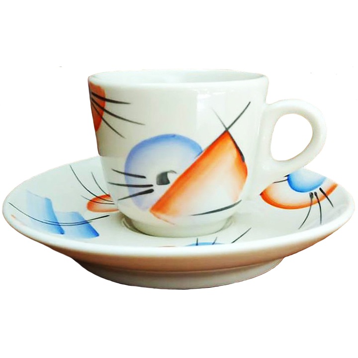 Сервиз кафе SmartDecor 1124, 12 части, Порцелан, 80 мл, Ръчно рисуван