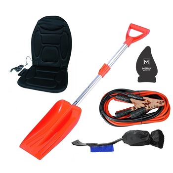 Pachet auto de iarna: Cabluri Curent Baterie 200 A + Husa auto cu incalzire si masaj cu telecomanda + perie cu manusa si racleta gheata, 55cm +Lopata pentru zapada 16,3x30 cm cu maner telescopic 68-87 cm + odorizant Metru Patrat CADOU Pachet auto de iarna: Cabluri Curent Baterie 200 A + Husa auto cu incalzire si masaj cu telecomanda + perie cu manusa si racleta gheata, 55cm +Lopata pentru zapada 16,3x30 cm cu maner telescopic 68-87 cm + odorizant Metru Patrat CADOU