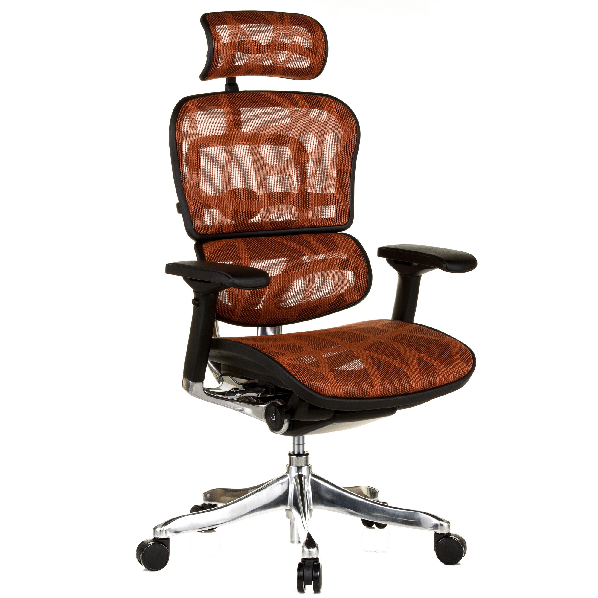 Scaun QMOBILI Ergohuman v2 Plus Elite, mesh ZB Portocaliu, tetiera 2D, suport lombar, brate reglabile 4D, sezut translabil