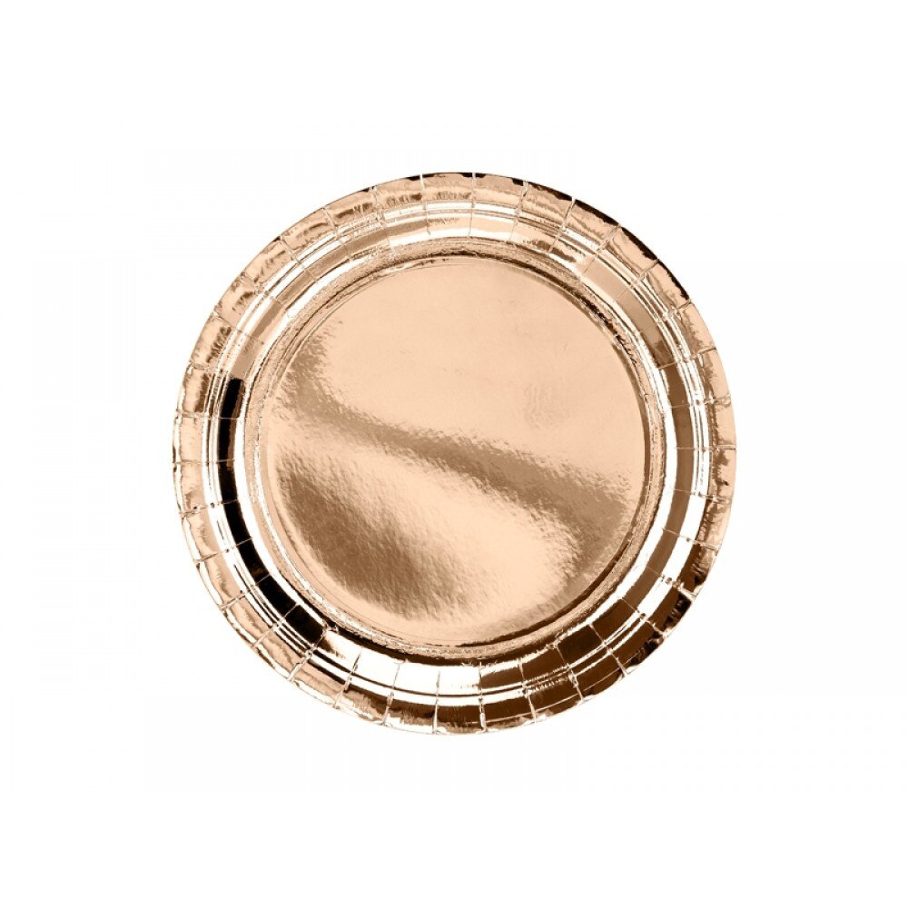 Farfurii de carton, Rose gold, 23cm, 6 buc/set