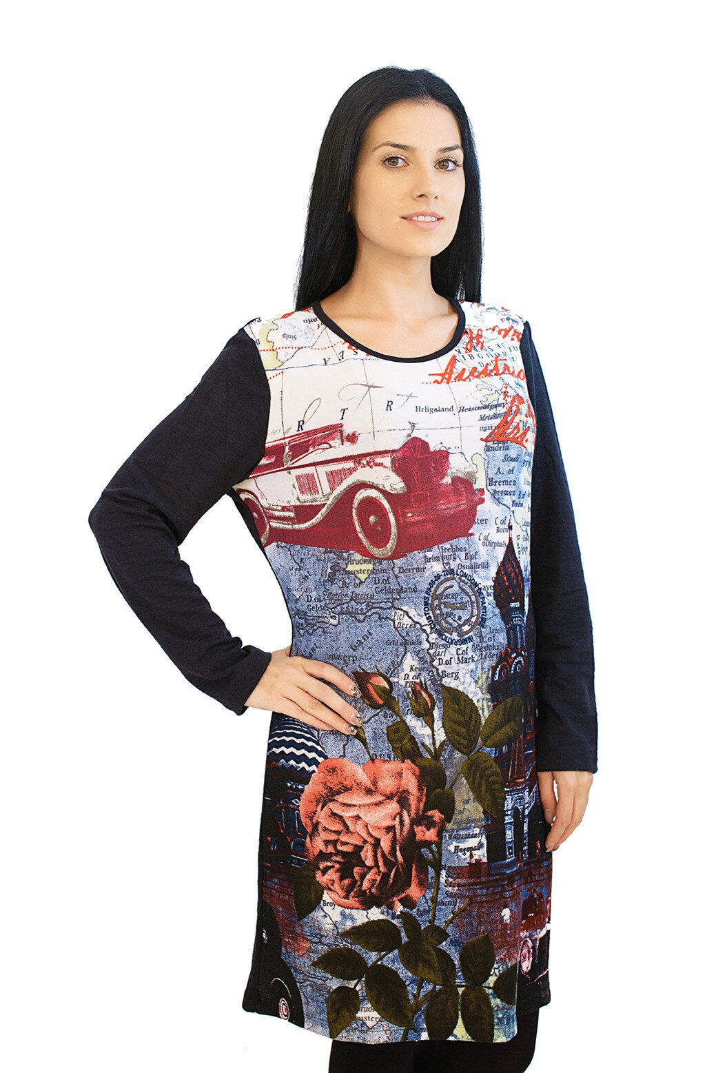 Rochie casual imprimeu floral, Multicolor