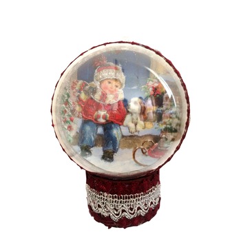 Glob Brad Craciun cu Suport Best Friends 14 cm Decor Cadou Glob Brad Craciun cu Suport Best Friends 14 cm Decor Cadou