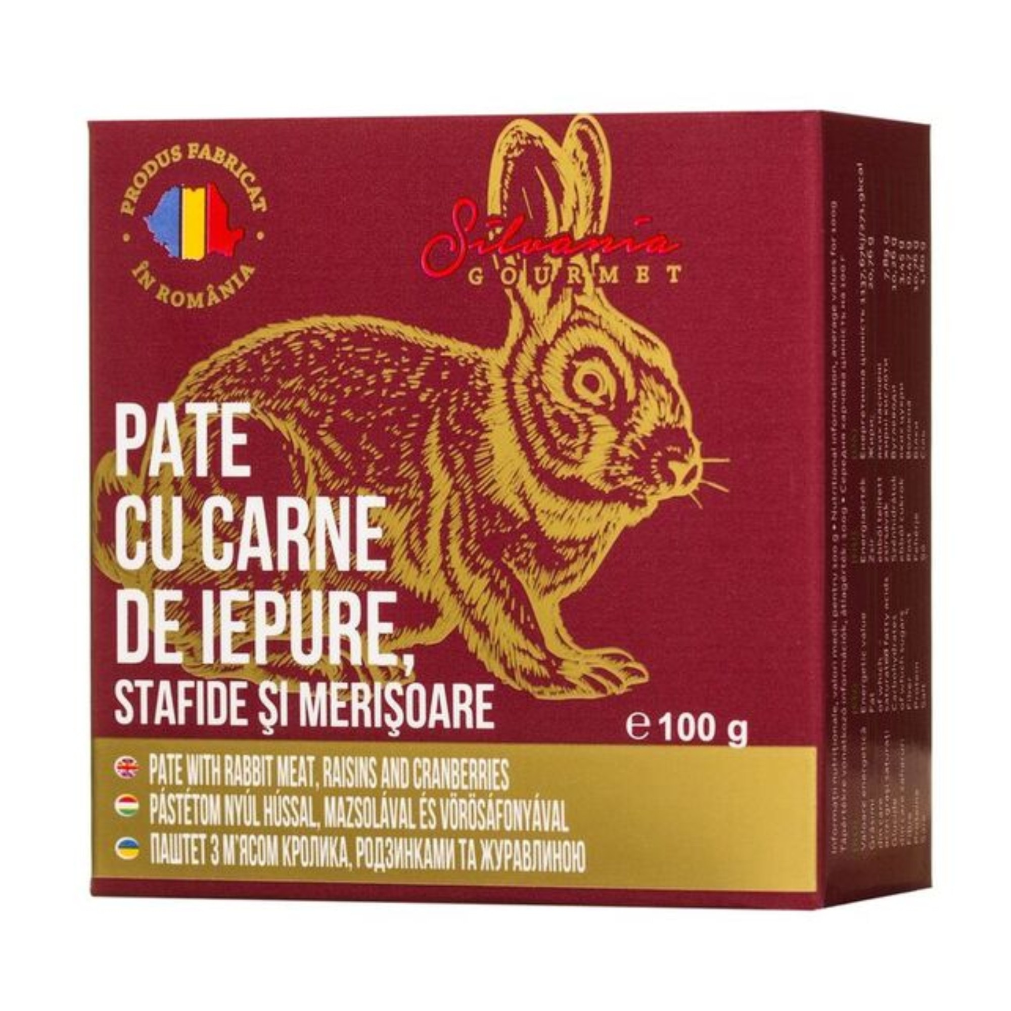 Pate iepure cu stafide si merisor, Silvania Gourmet, 100 gr
