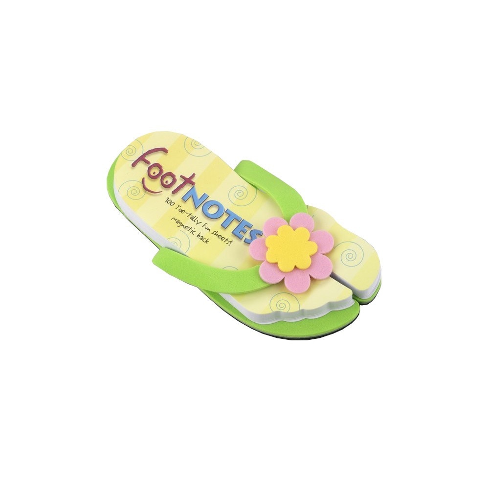 Carnetel in forma de papuc de plaja Verde cu floare